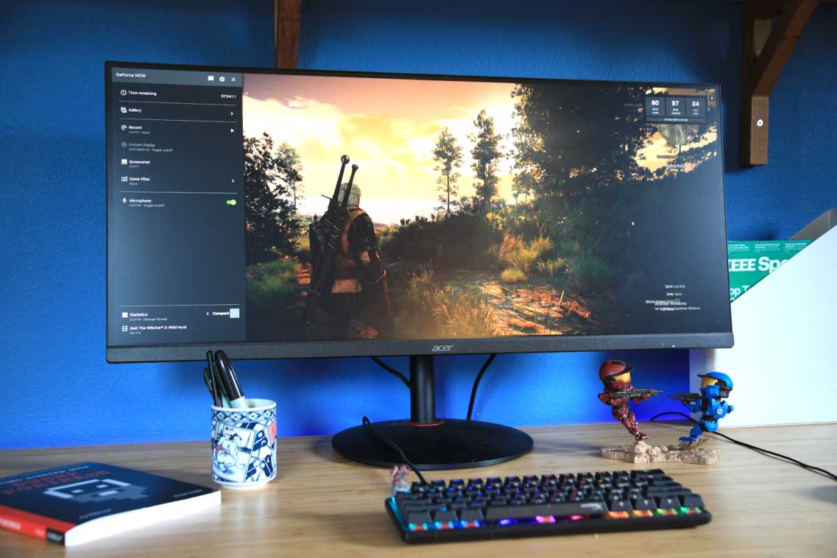 GeForce Now Ultimate playing Witcher 3 on an ultrawide monitor