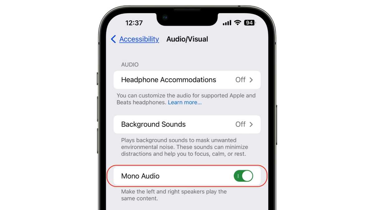 iOS 16 mono audio
