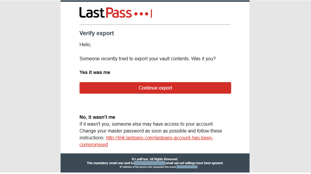 LastPass export - email verification