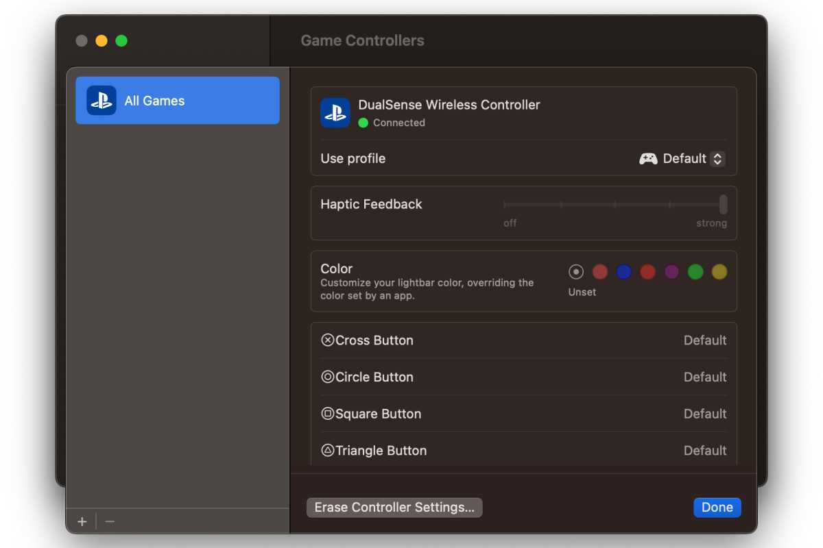 macOS PS5 controller