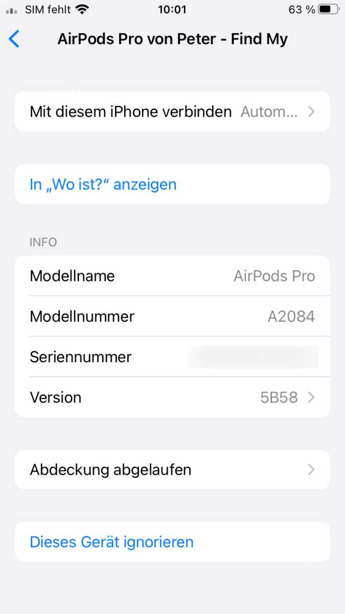 Airpods Pro ohne Seriennummer