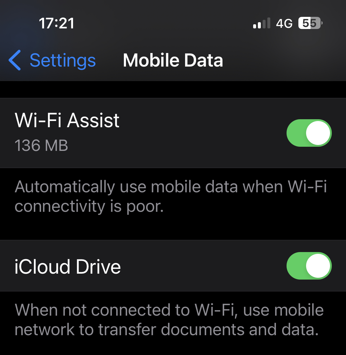 Отключить WiFi Assist Apple iPhone