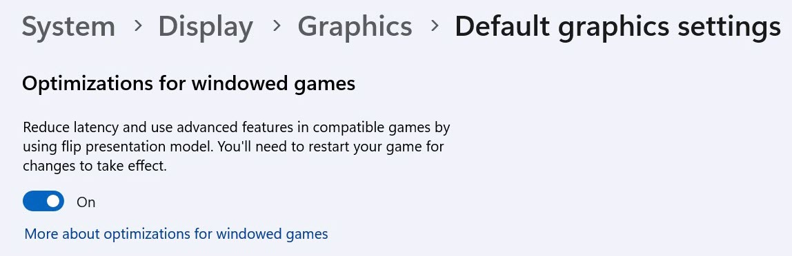Windows 11 default graphics settings