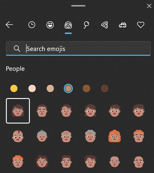 Emoji skin tones Windows 11