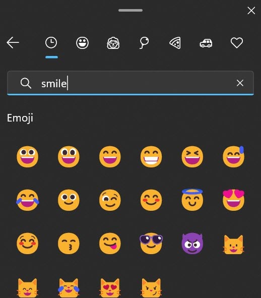 Windows 11 search for emoji