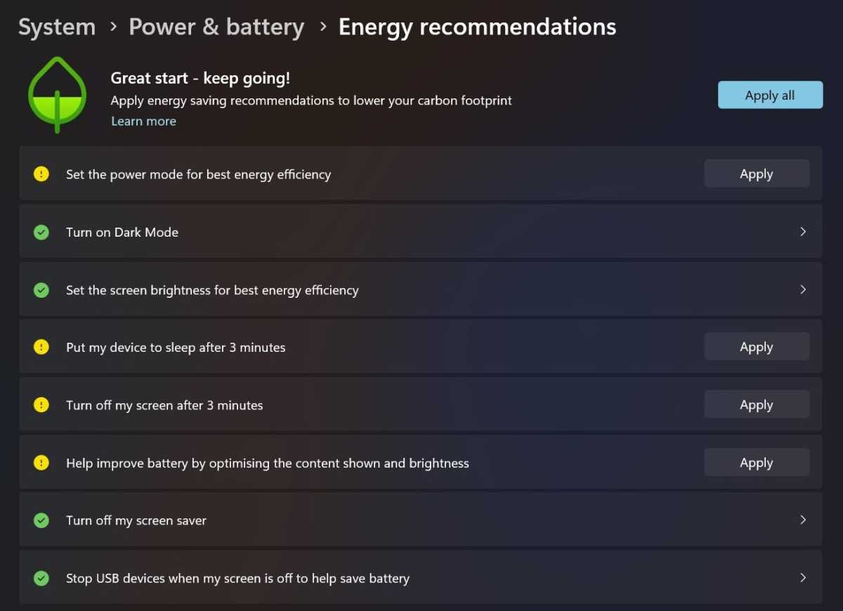 Windows 11 more energy efficient method