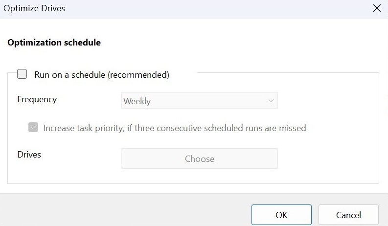 Windows 11 Optimize Drives schedule