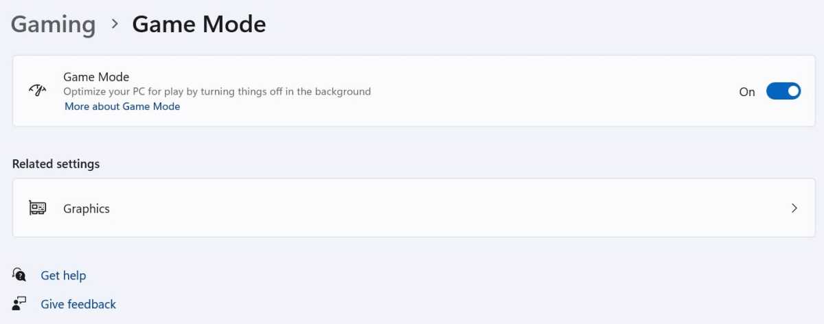 Windows 11 Game Mode settings