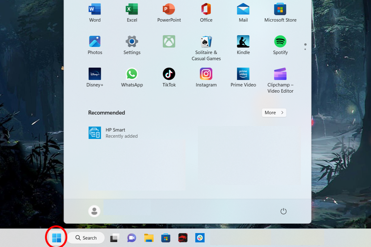 At the taskbar on the bottom of your screen, there is a blue Windows icon
