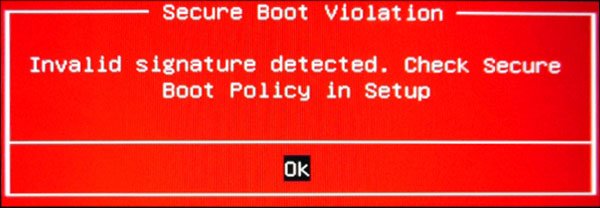Windows gibt eine Warnung aus, wenn es an den Bootmodulen des Rechners zu Veränderungen gekommen ist.