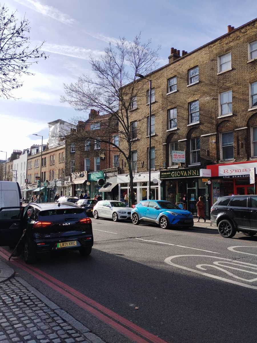 Daytime shot of street in Angel, London