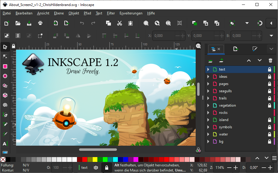 Inkscape: Mit dem Programm lassen sich Vektorgrafiken erstellen, beispielsweise für Illustrationen oder Flyer. Vektorgrafiken ermöglichen eine scharfe und verlustfreie Skalierung.