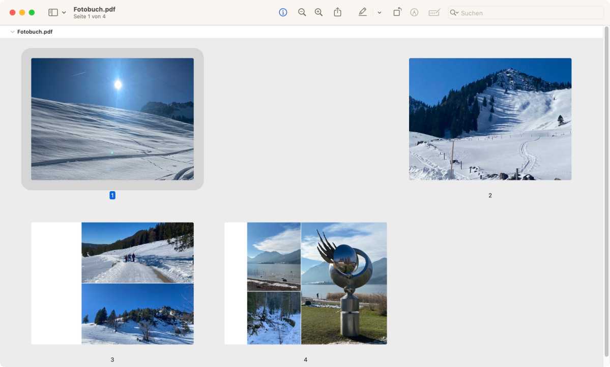 So sieht in Pages erstelltes Fotobuch aus eigenen Fotos aus.