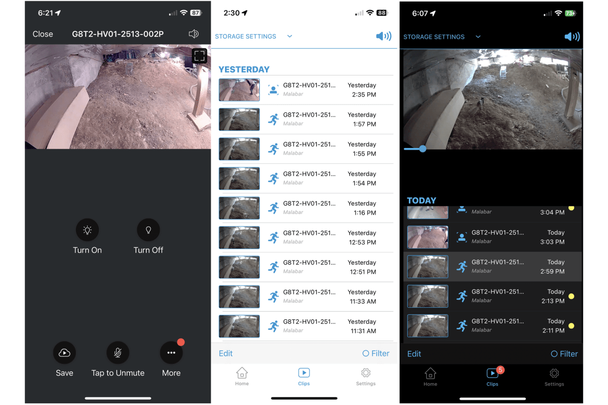 Blink camera app screenshots