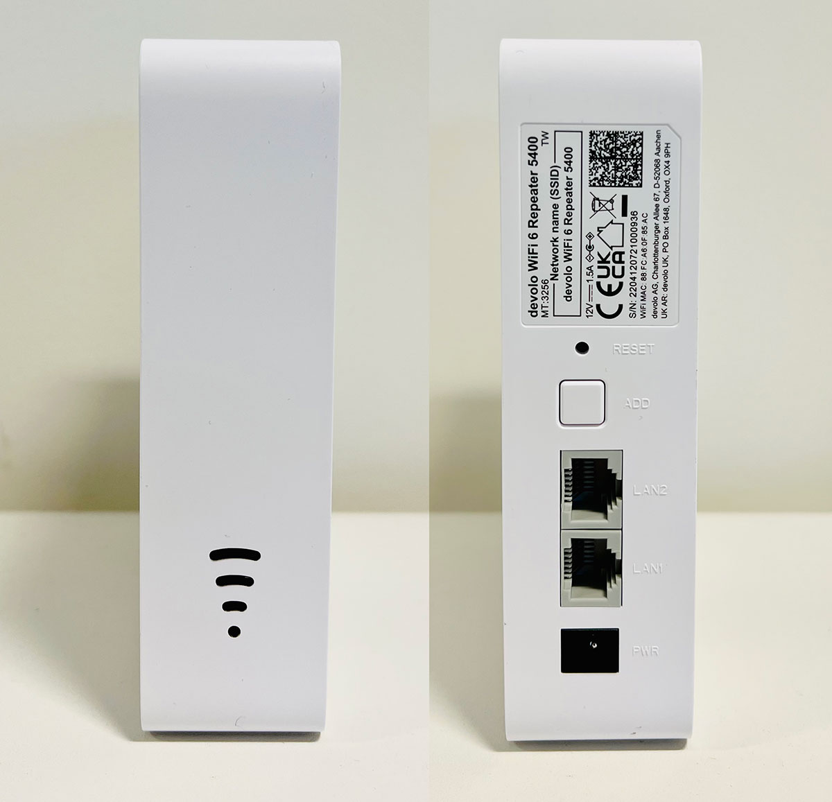 Devolo WiFi 6 repeater 5400 front and back views