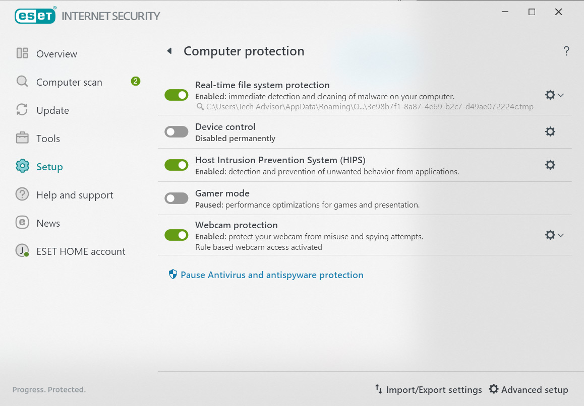 ESET Internet Security review - Gamer mode