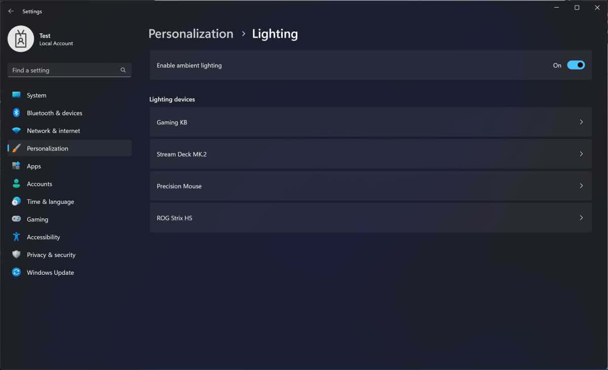 Windows 11 lighting controls leak