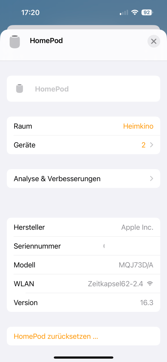 Einstellungen der Home-App