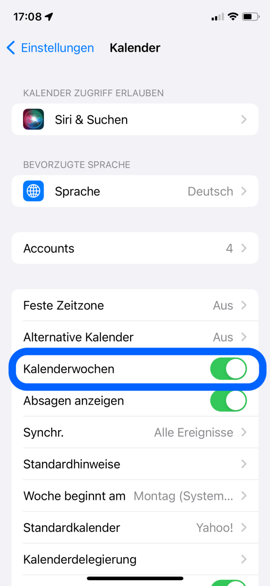 Für "Kalenderwochen" gibt es dort einen Extra-Regler.