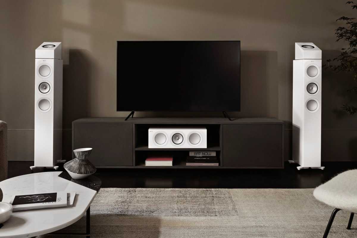 KEF R-series floor-standers with center and up-firing speakers