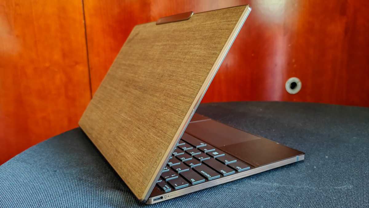 Lenovo ThinkBook Z13 Gen 2 Flax Fibre open from the side