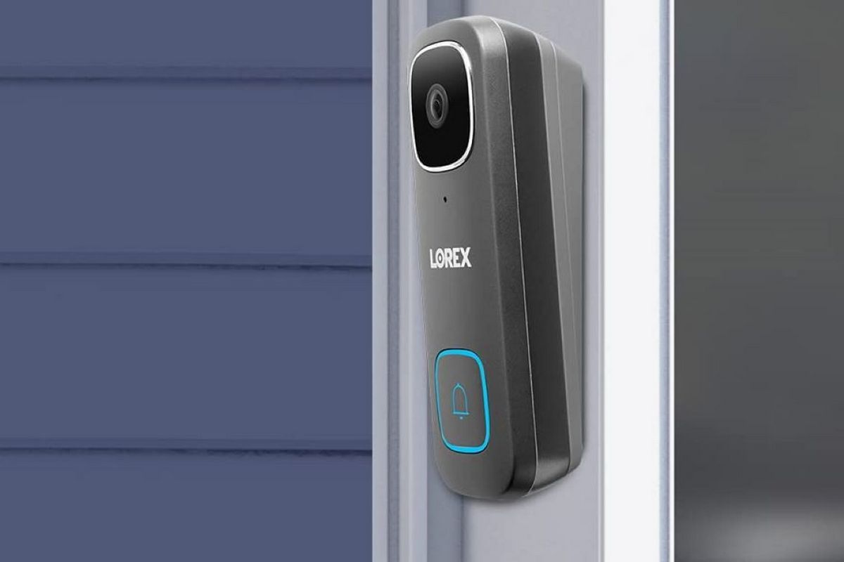 Lorex 1080p Wired Video Doorbell mounted on wedge