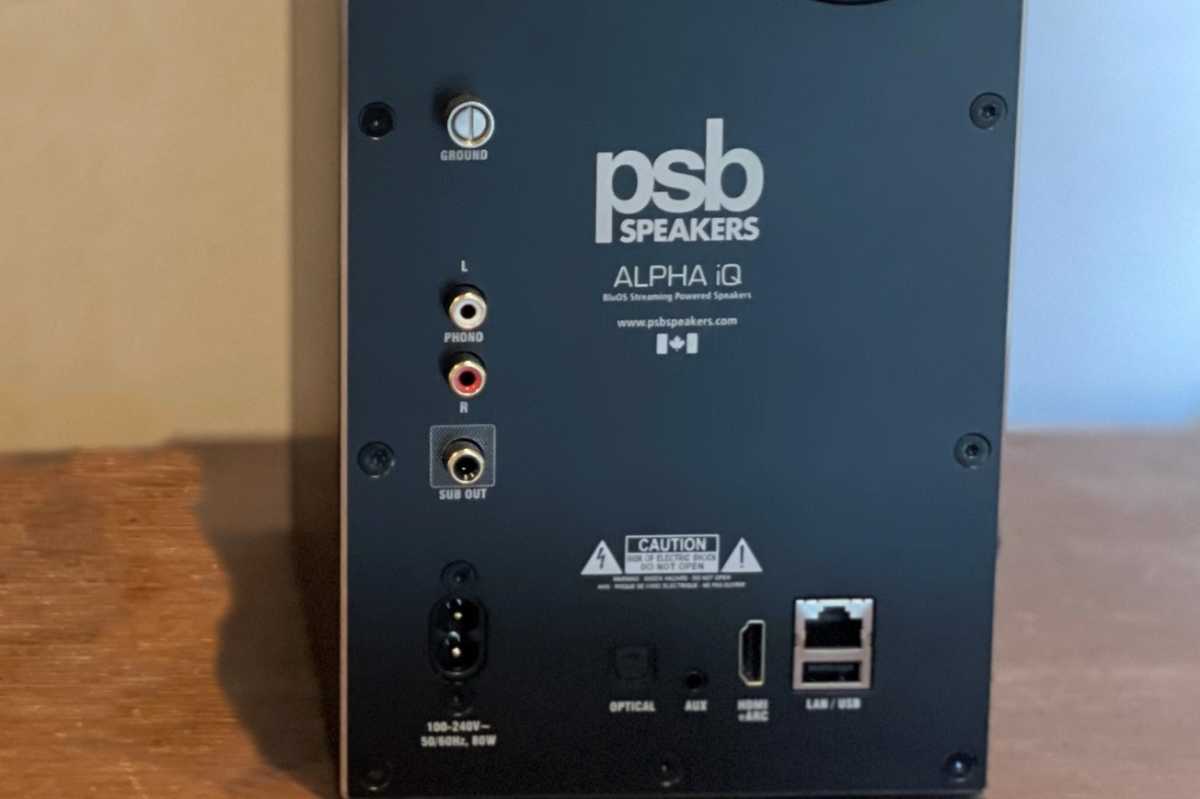 Rear panel of PSB Speakers' Alpha iQ