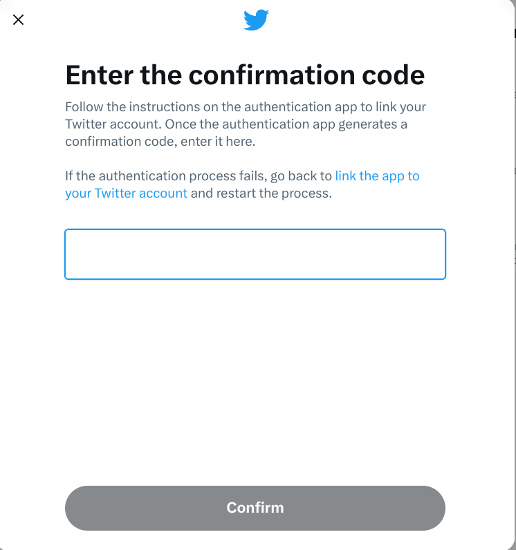 Enter the confirmation code