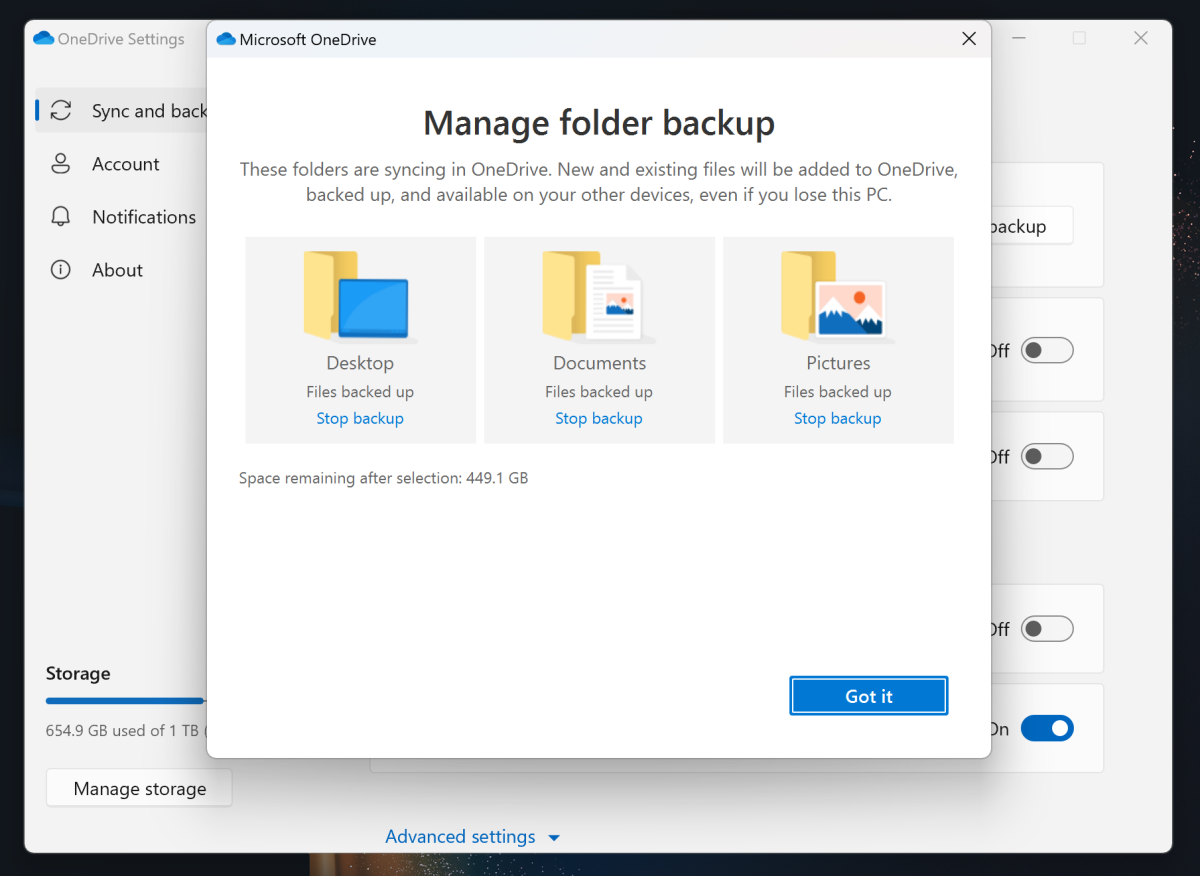 Microsoft OneDrive backup