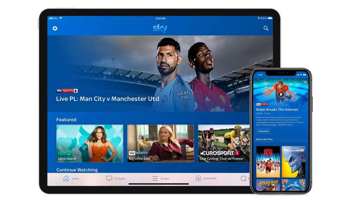 Sky Go app on tablet and phone