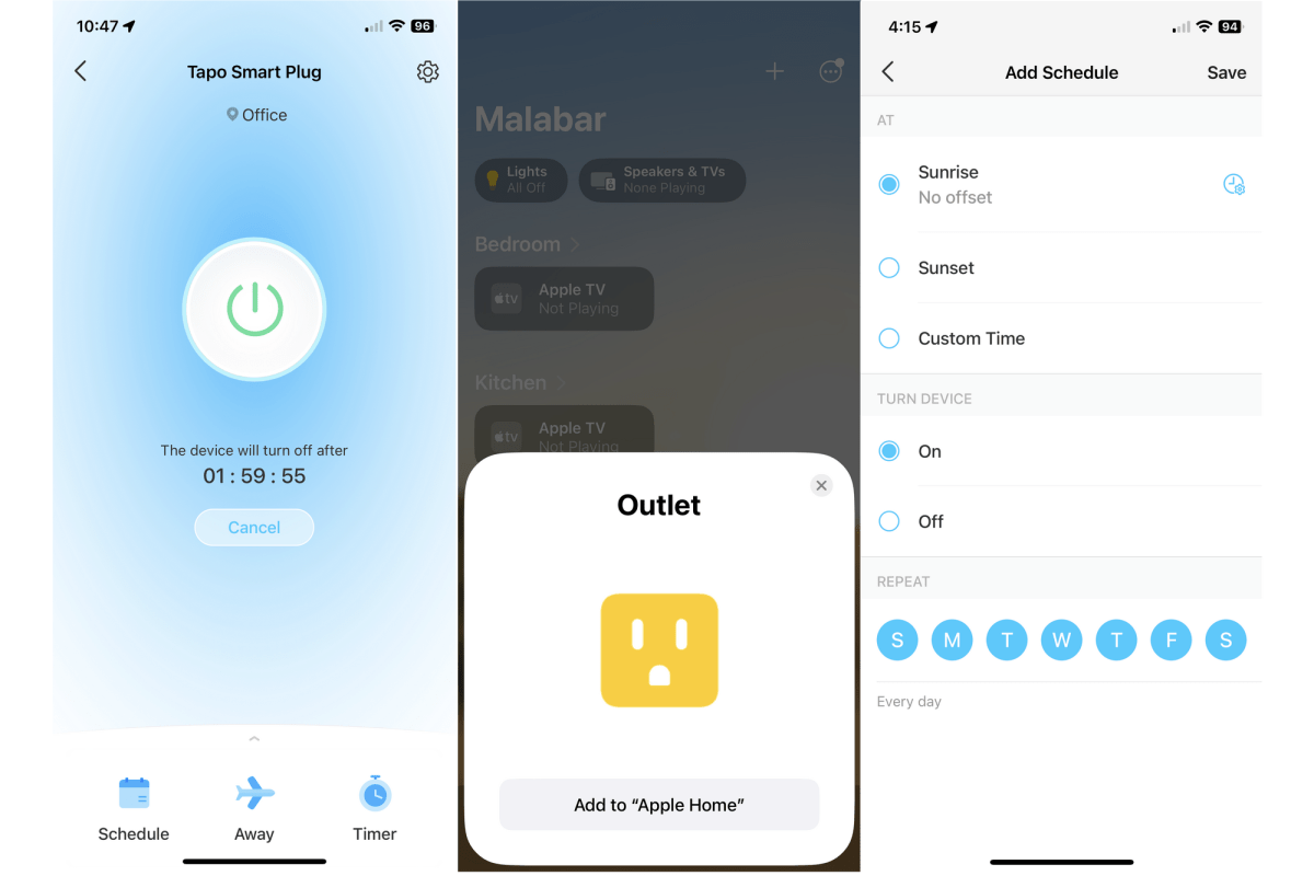 Tapo Matter-compatible smart home app screenshots