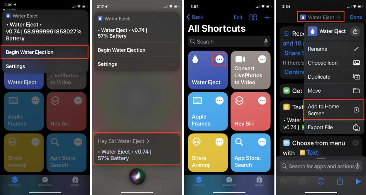 Water Eject iPhone shortcut
