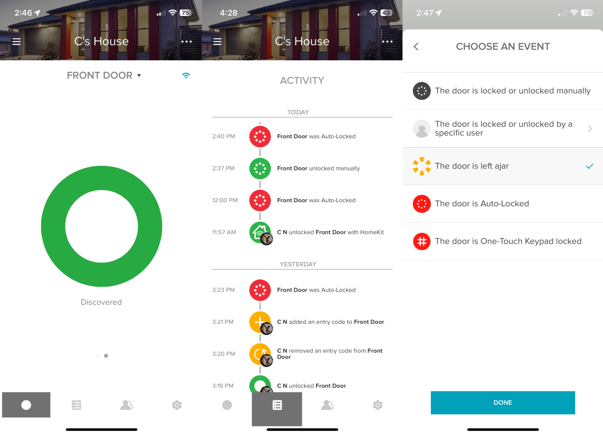 Yale Assure Lock 2 app screenshots