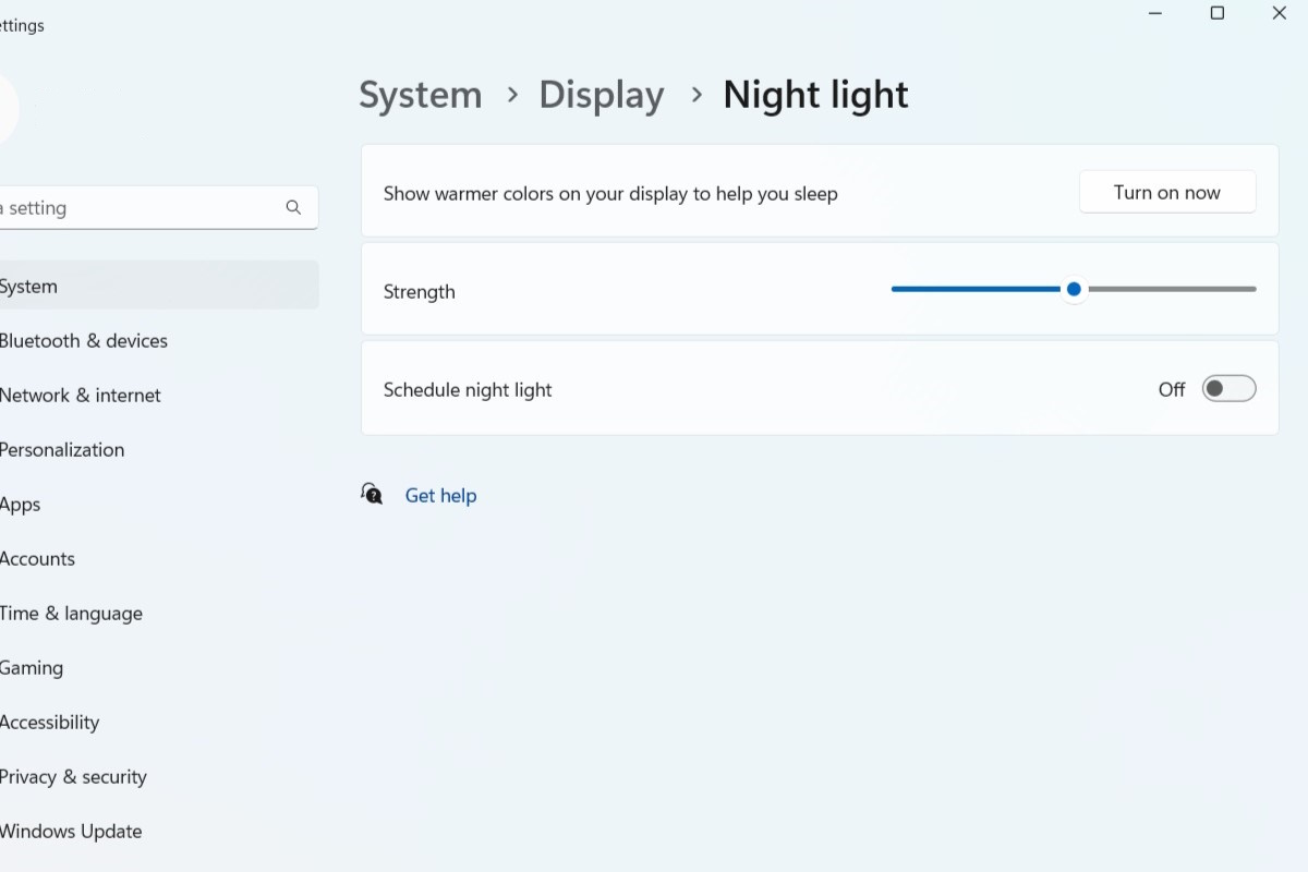 Click the arrow to change the strength of the blocker or set it to switch on a schedule instead of being active all the time.