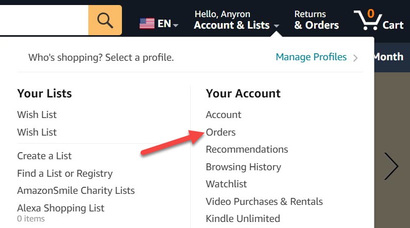 Amazon hide orders screenshots