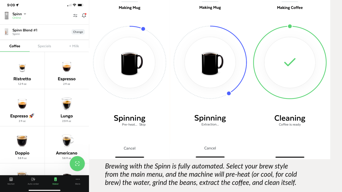  SPINN Espresso & Coffee Machine, Smart WiFi Automatic