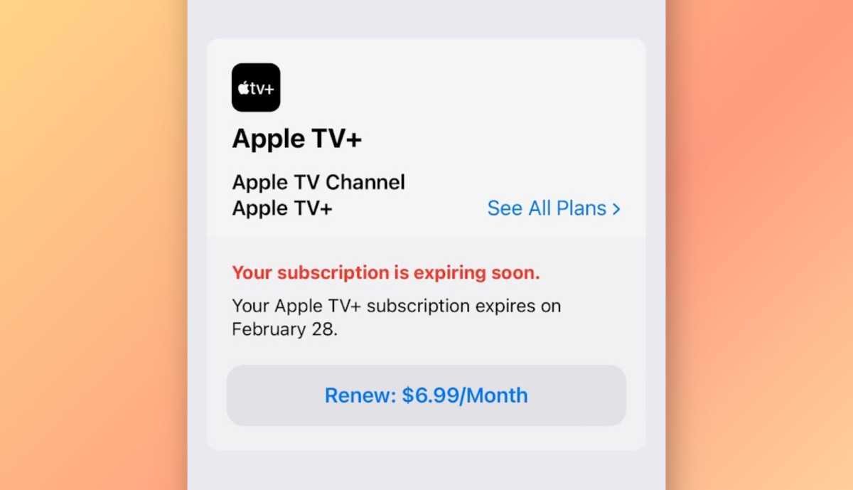 Apple TV+ subscription management page