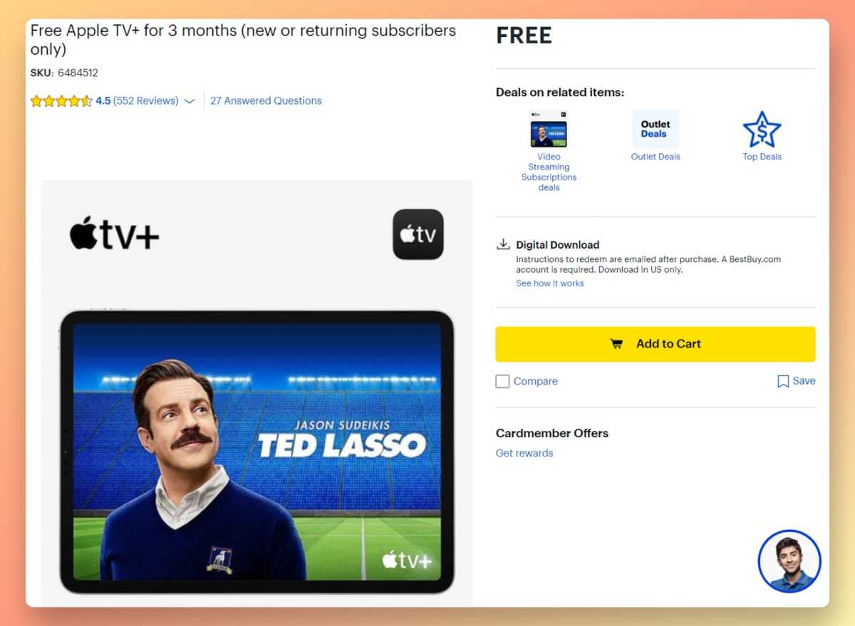 Apple TV+ three-month trial offer at Best Buy