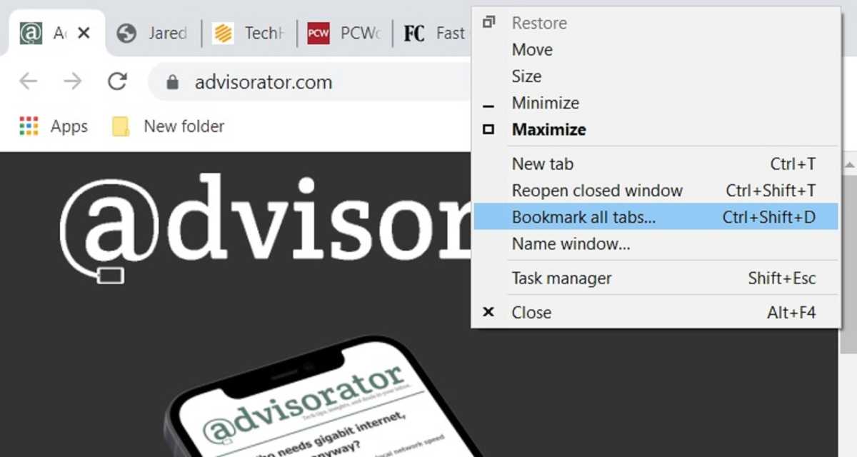 Bookmark all tabs in Chrome