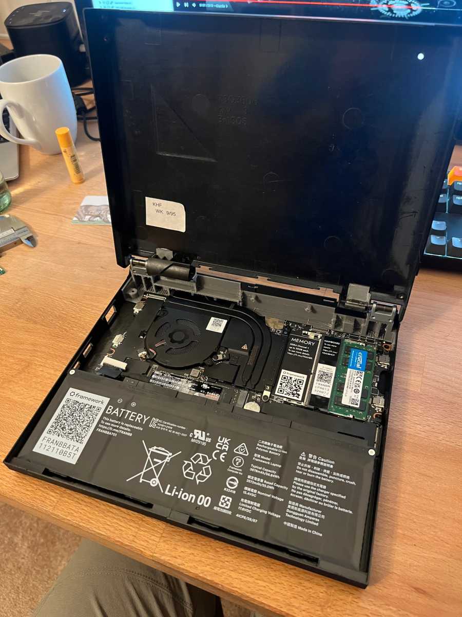ThinkPad 701C with Framework Laptop motherboard exposed