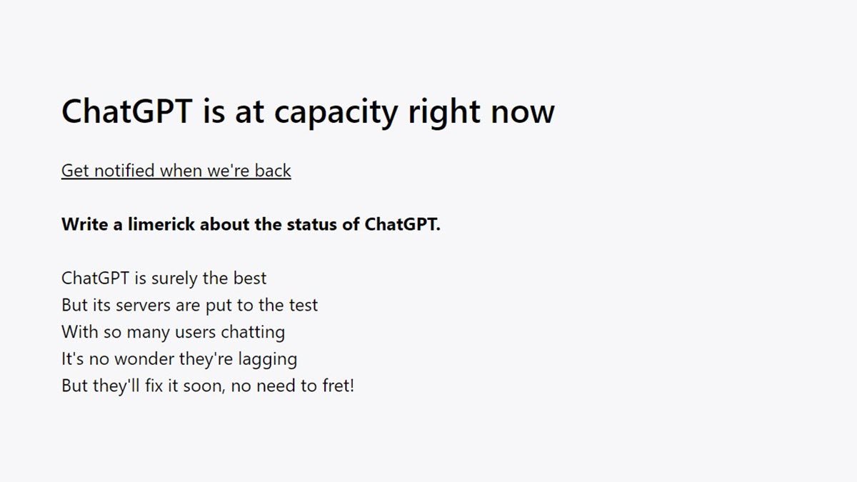 ChatGPT is at capacity right now message