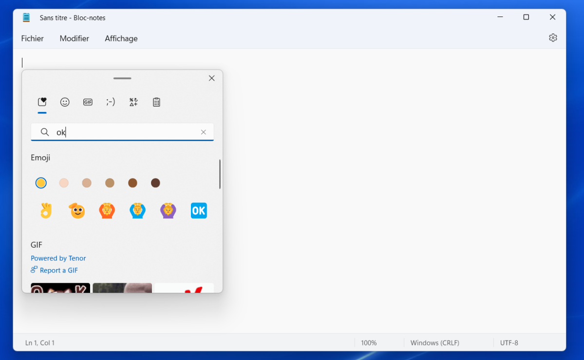 recherche emoji(s) windows