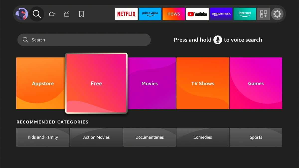 The "Free" section on Fire TV