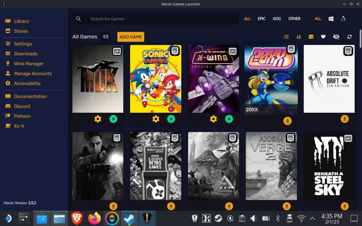 Heroic Games Launcher on Steam Deck