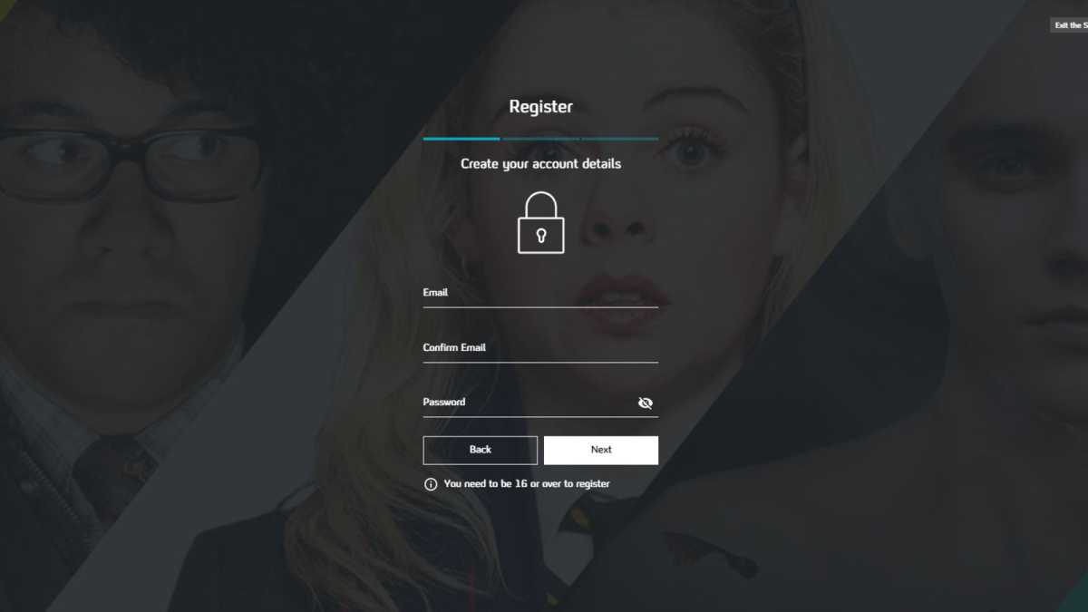 Channel 4 screenshot of sign-up page