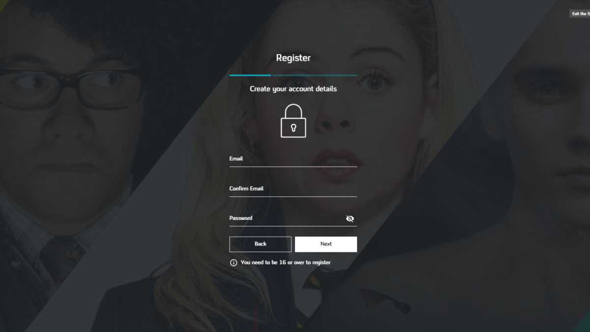 Channel 4 screenshot of login page