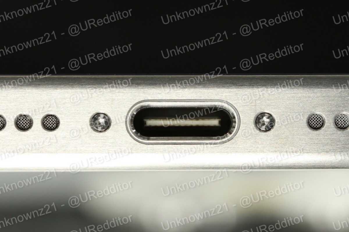 Imagen filtrada del puerto USB-C del iPhone 15