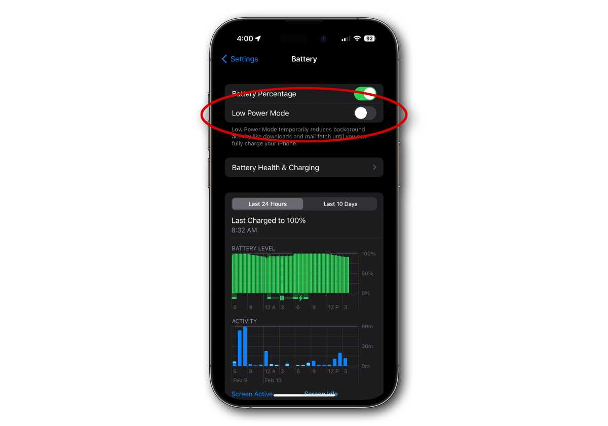 iphone battery low power mode