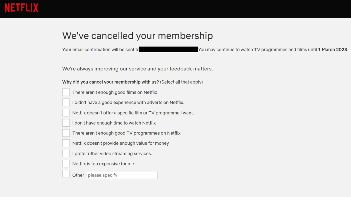 Screenshot of Netflix page showing 