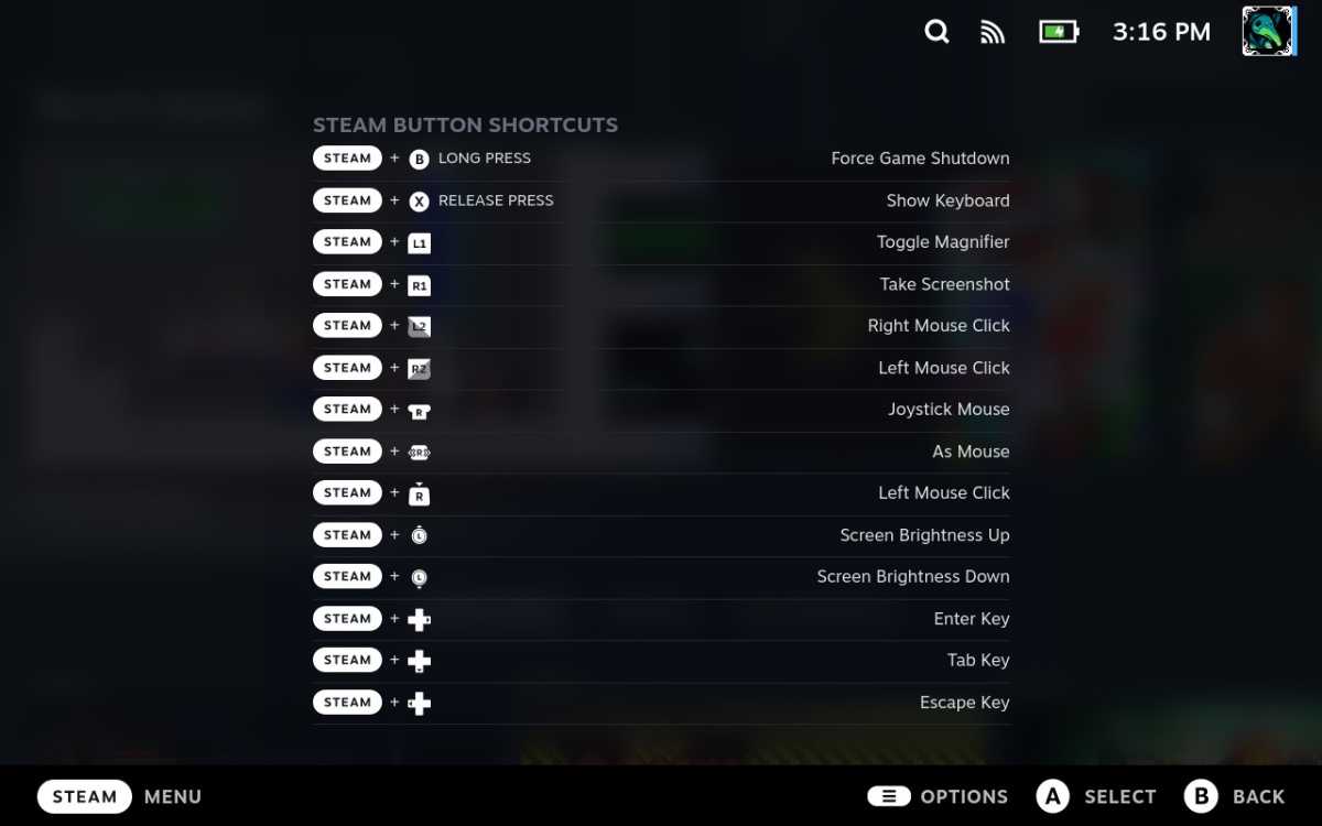 Steam Deck shortcuts